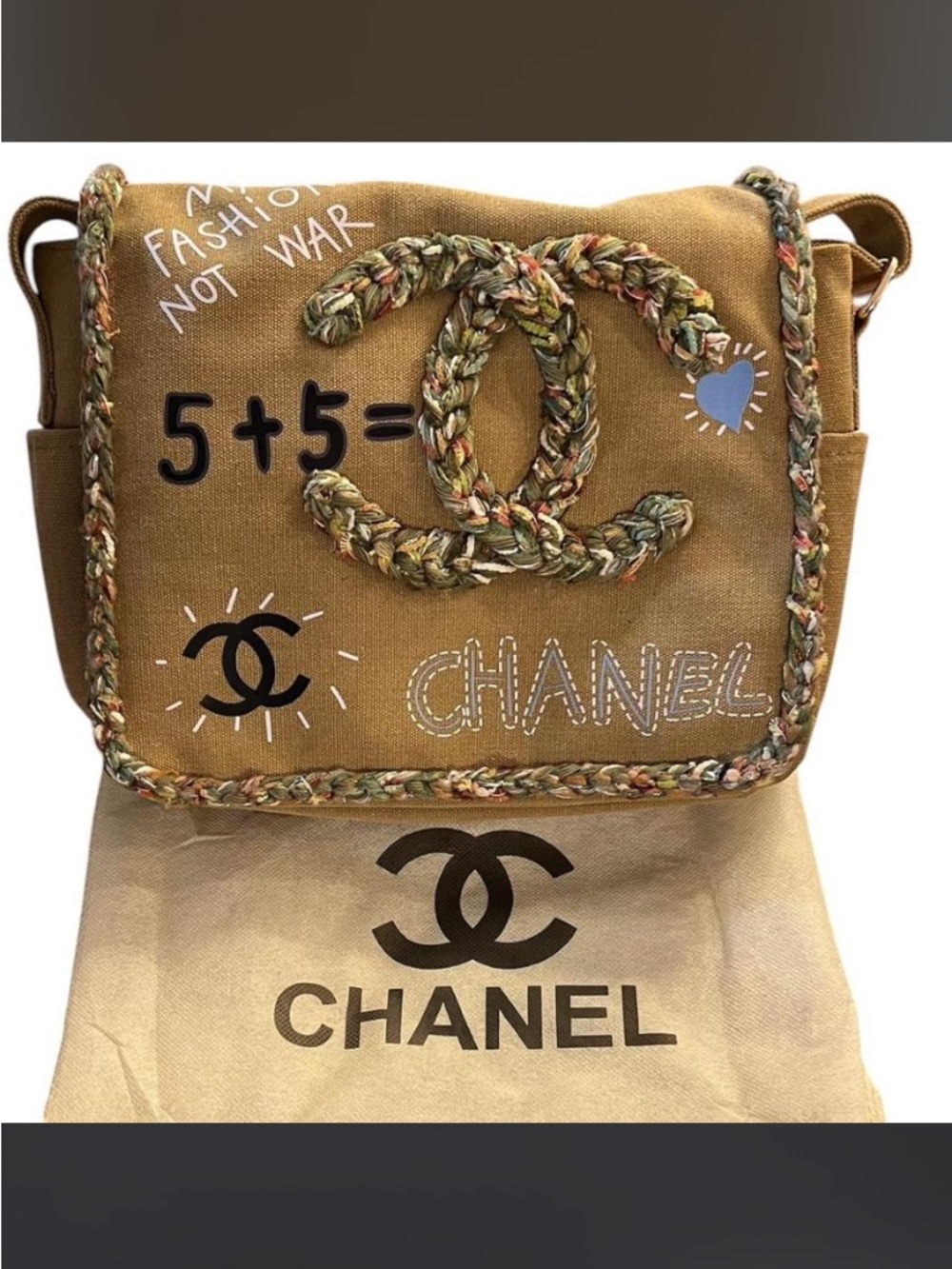 Double C Canvas Graffiti Crossbody Logo Bag